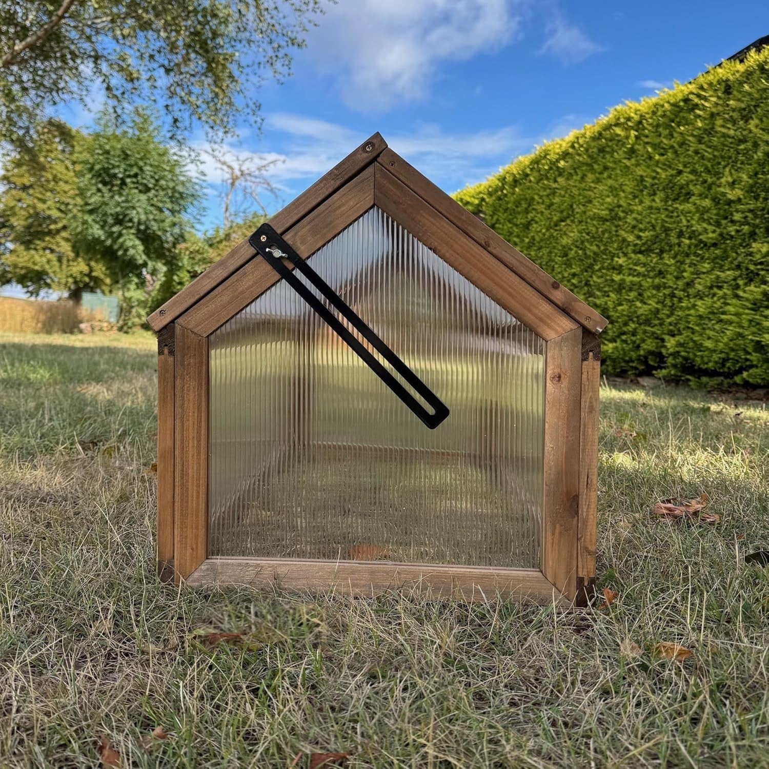 Wooden Cold Frame Greenhouse Polycarbonate Apex Lid Mini Garden Planter 90x50cm