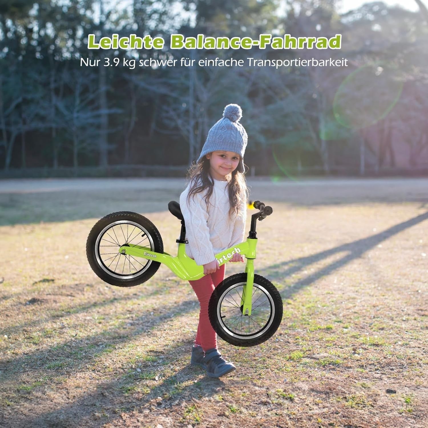 14 Inch Balance Bike Kids No Pedal Bicycle Air Tires Age 3-6 Years