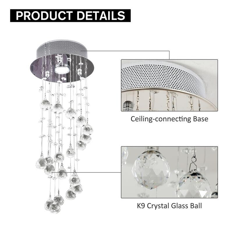 Crystal Spiral Ceiling Light Pendant GU10 Chandelier for Hallway Stair Loft