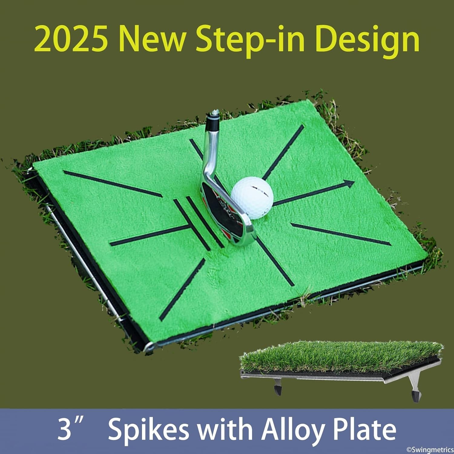 Golf Hitting Mat Swing Path Trainer 35x23cm Turf Base