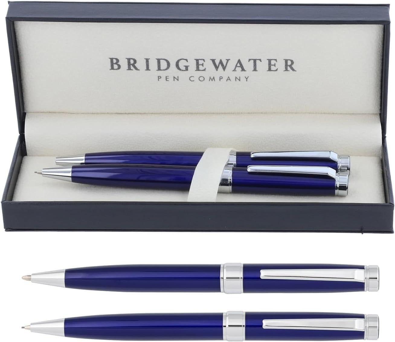 Executive Ballpoint & Rollerball Pen Gift Set Blue Boxed