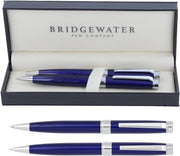 Executive Ballpoint & Rollerball Pen Gift Set Blue Boxed