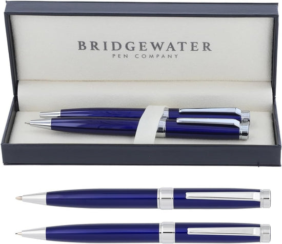 Executive Ballpoint & Rollerball Pen Gift Set Blue Boxed