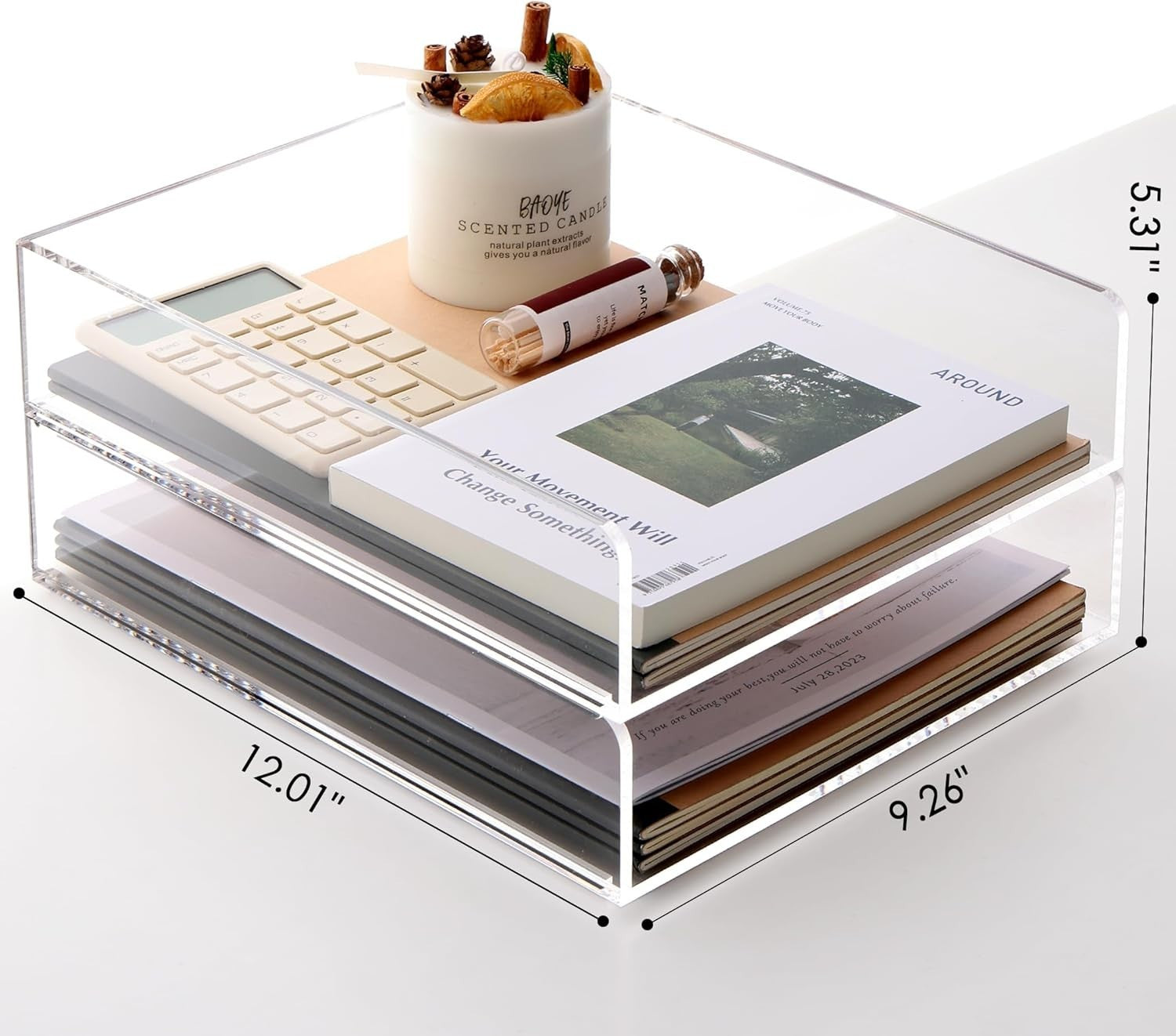 2 Pack Vertical A4 Letter Tray Stackable Clear Acrylic Desk File Organizer
