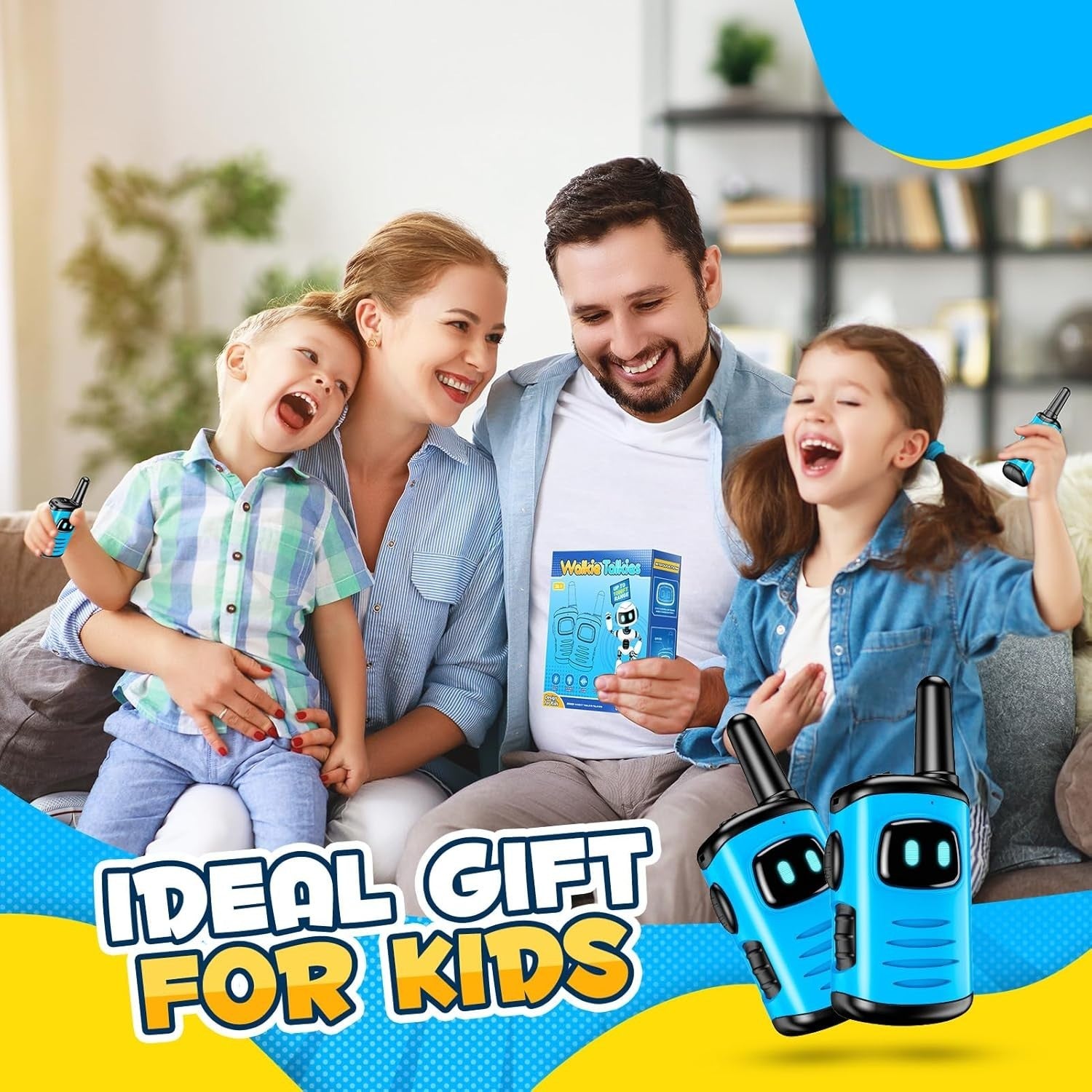 Kids Walkie Talkies Light Blue 2 Way Radios 3 Mile Range Outdoor Toy