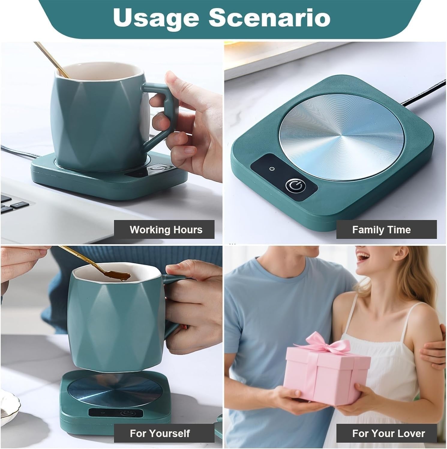 White Electric Mug Warmer 55°C Desk Cup Heater for Coffee