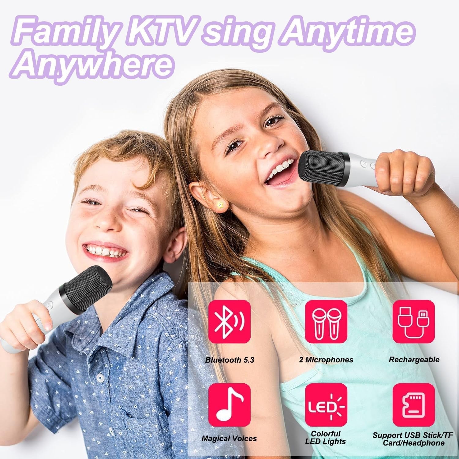 Kids Karaoke Machine Bluetooth Speaker 2 Wireless