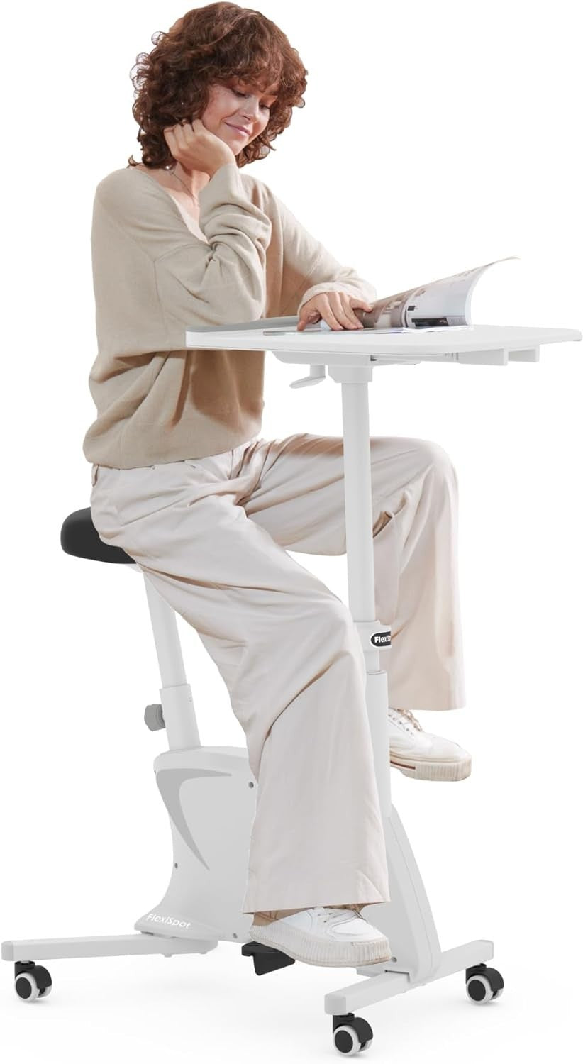 3-in-1 Indoor Desk Exercise Bike w/ Adjustable Seat, Quiet Pedals & Workstation