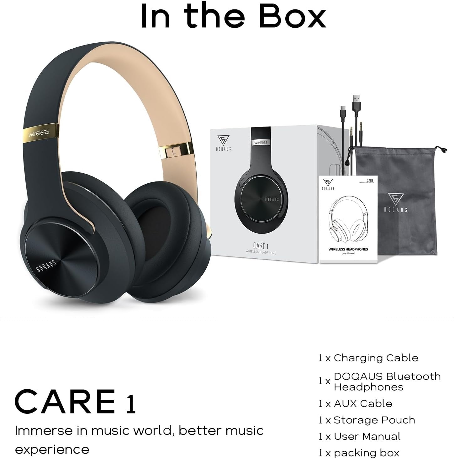 Bluetooth 5.3 Headphones 90H Playtime 3 EQ Hi-Fi Stereo Over Ear
