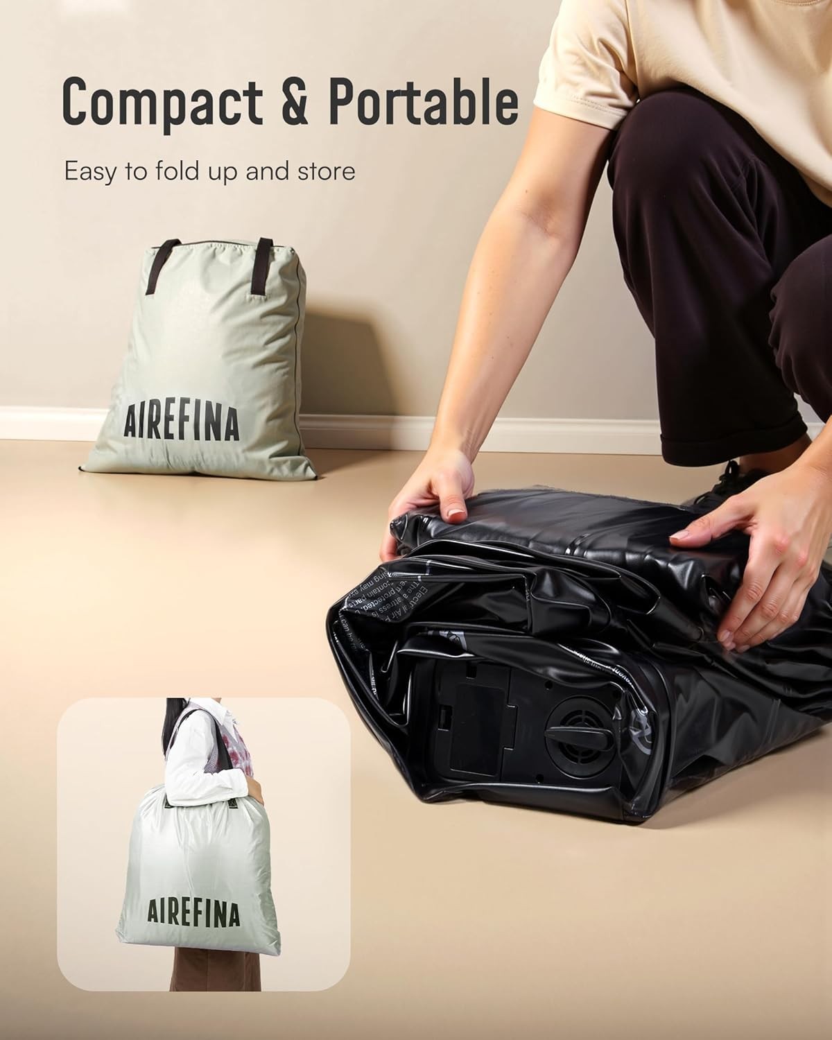 Single Size Air Mattress Inflatable Bed Built-in Pump Fast Inflation