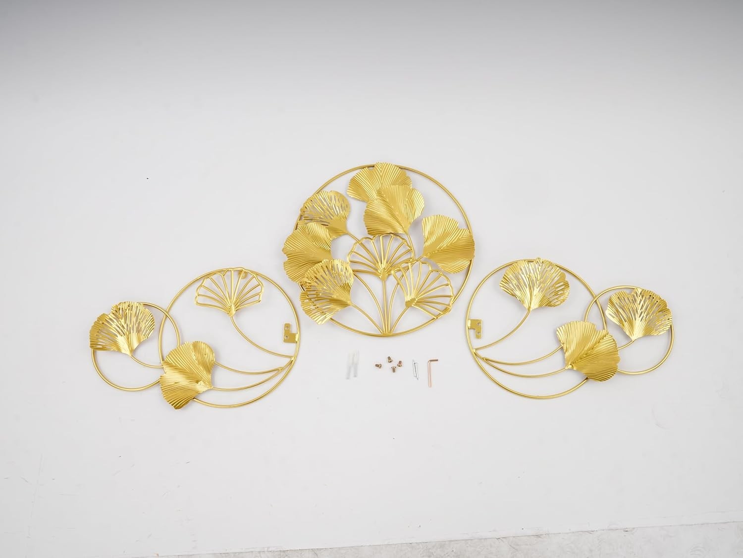 Gold Ginkgo Leaf Metal Wall Art 128x43cm 3D Decor