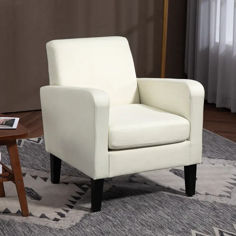 Cream Accent Armchair Upholstered Lounge Chair for Bedroom or Living Room