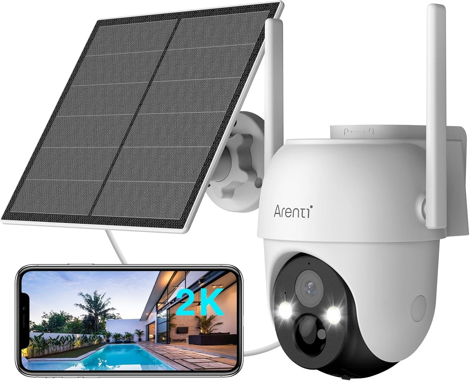 2K Wireless Solar Security Camera Outdoor Pan Tilt Colour Night Vision