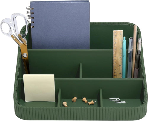 Desk Organiser 2-Tier Wood Storage Box for Stationery & Office Supplies