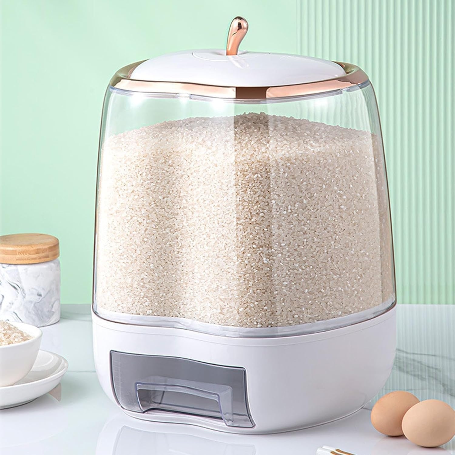 10KG Airtight Rice Dispenser Transparent Grain Storage Container
