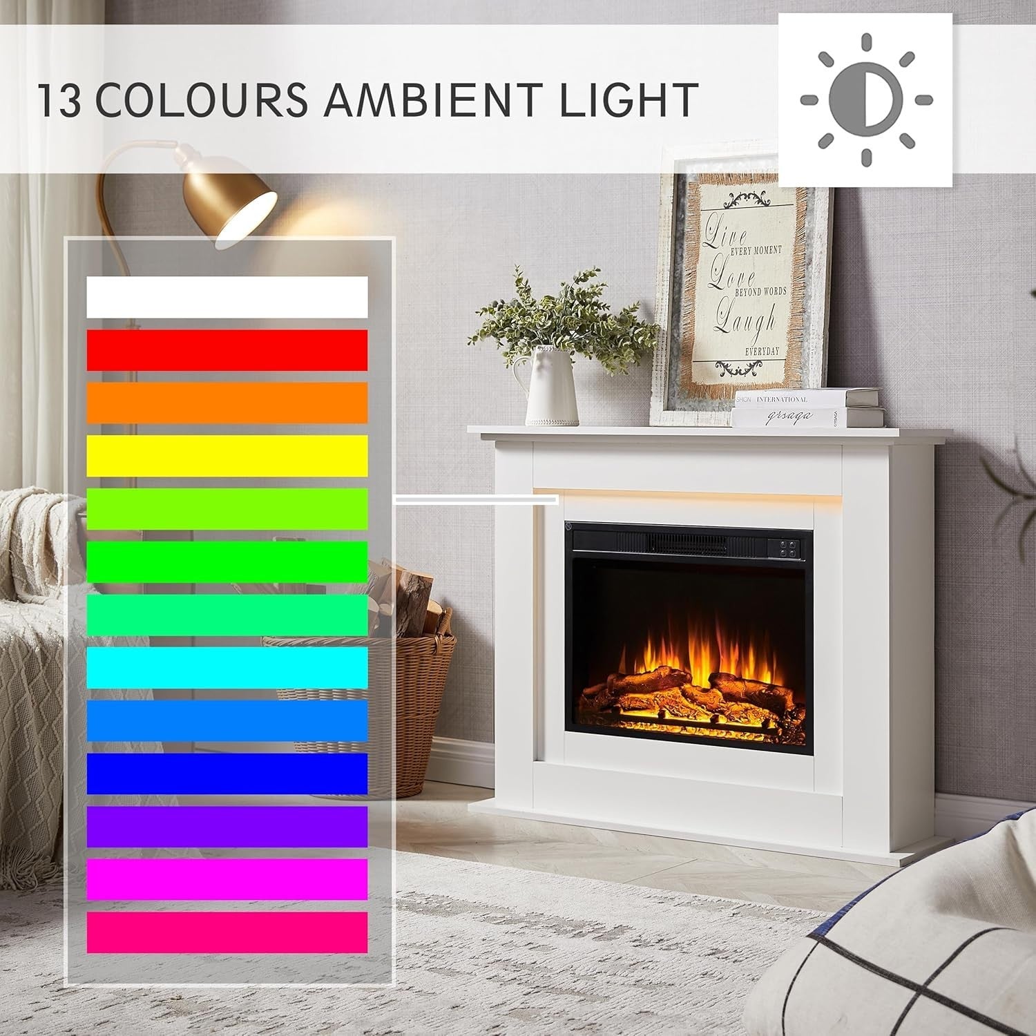 39" Electric Fireplace Freestanding Heater with Remote & Realistic Flame