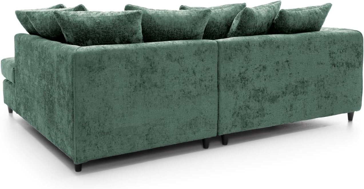 Modern L-Shaped Rifle Green Corner Sofa 5-Seater Plush Chenille Couch