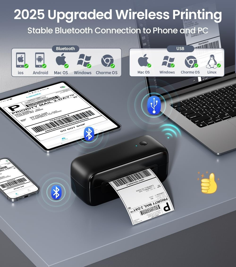 4x6 Bluetooth Thermal Label Printer Shipping Inkless