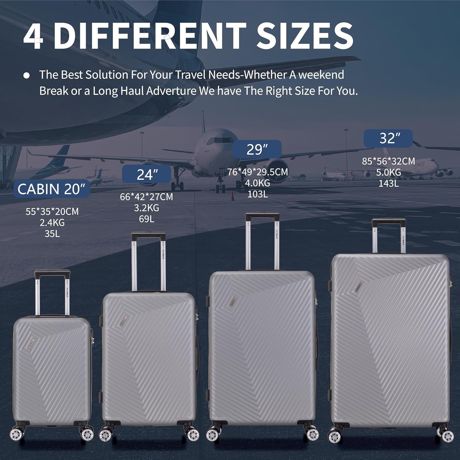 Medium ABS Hard Shell Suitcase 4 Wheel Lightweight Check In Luggage