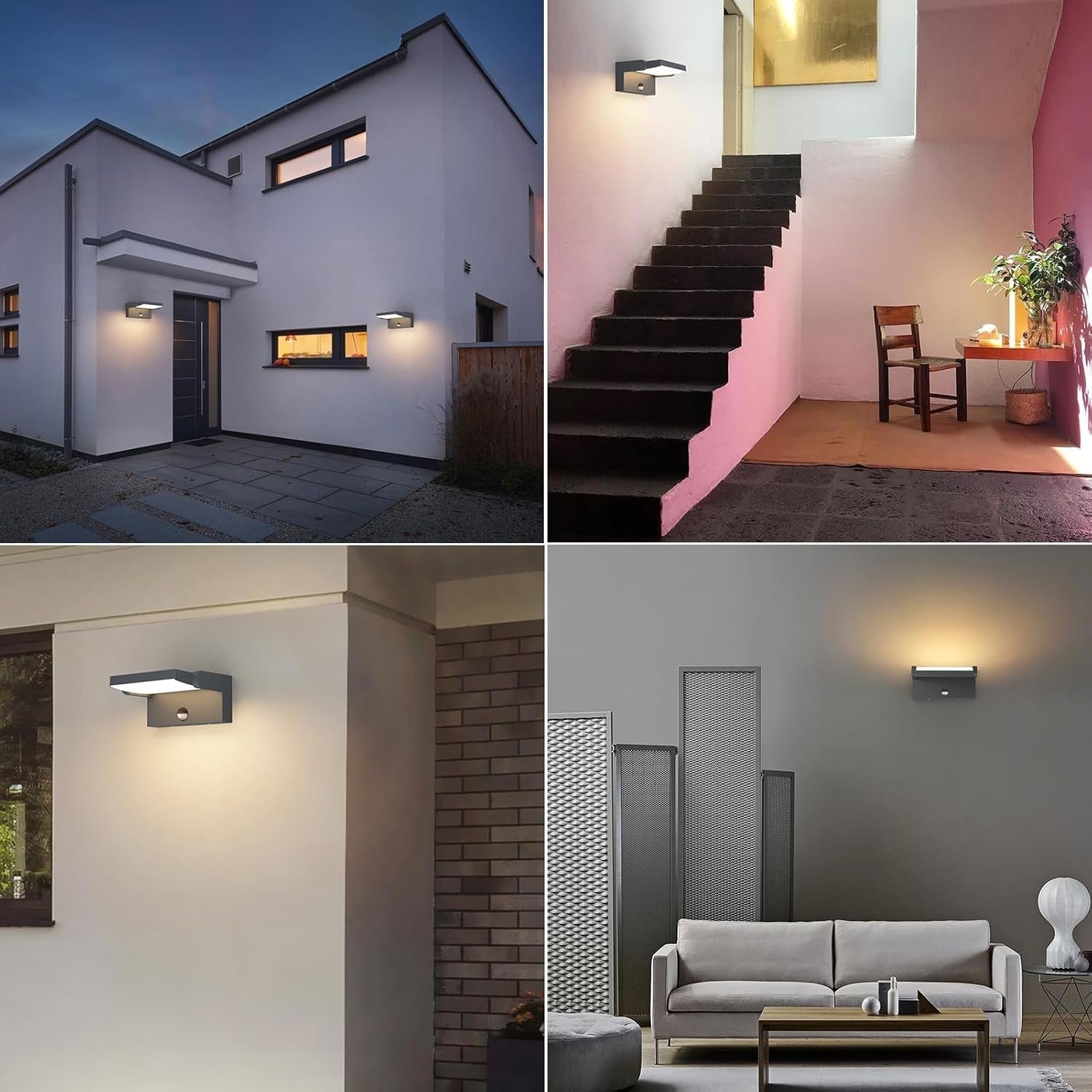 24W Outdoor Waterproof LED Wall Light with Motion Sensor & Swivel Panel Warm
