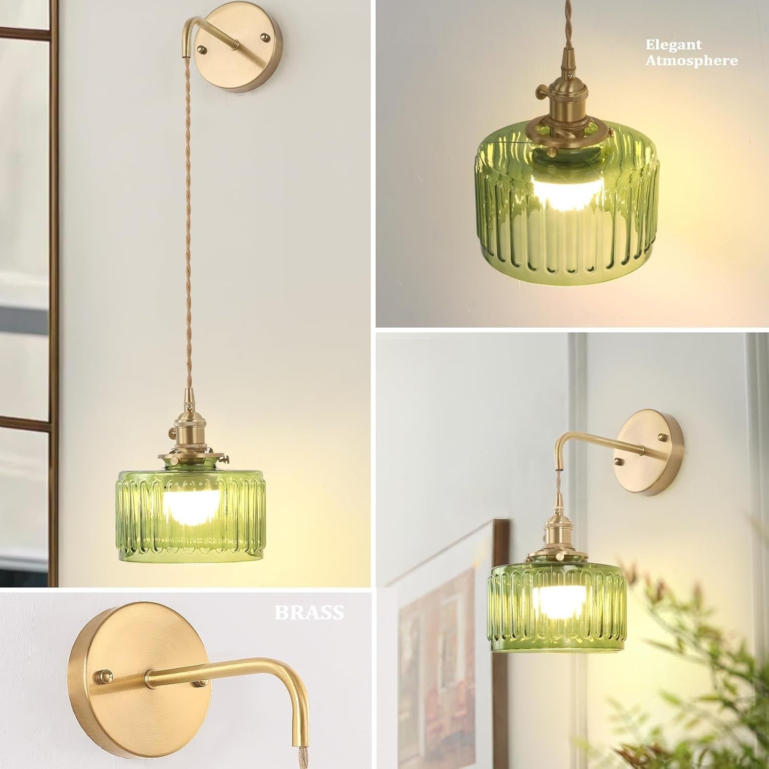 Rechargeable Wall Lights Set of 2 Indoor Sconces, Dimmable Corded Lamp