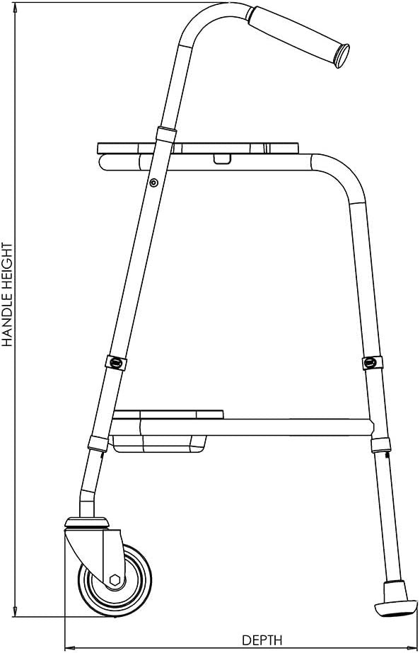 Height Adjustable Walking Trolley with Wheels Trays Indoor Support