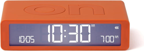Orange Reversible Digital Alarm Clock Touch Light Snooze USB-C Rechargeable