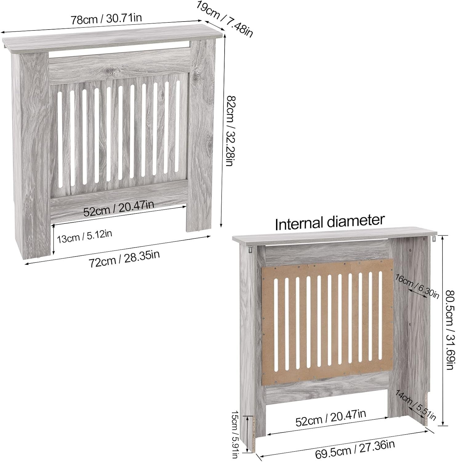 Small Grey Radiator Cover | Modern MDF Vertical Slatted Cabinet