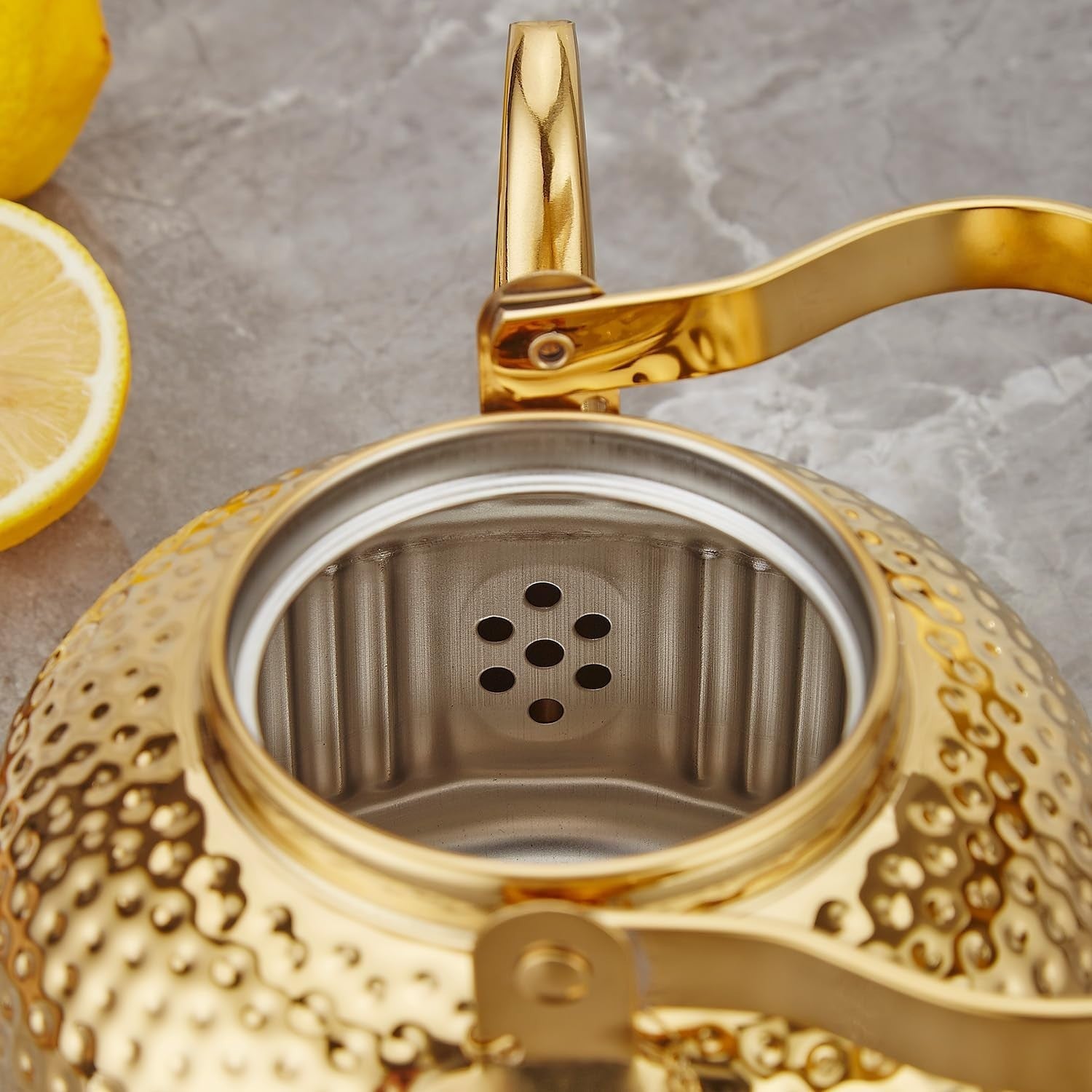 Gold Stainless Steel Teapot 1.5L Infuser Loose Leaf Tea Pot 8 Cups