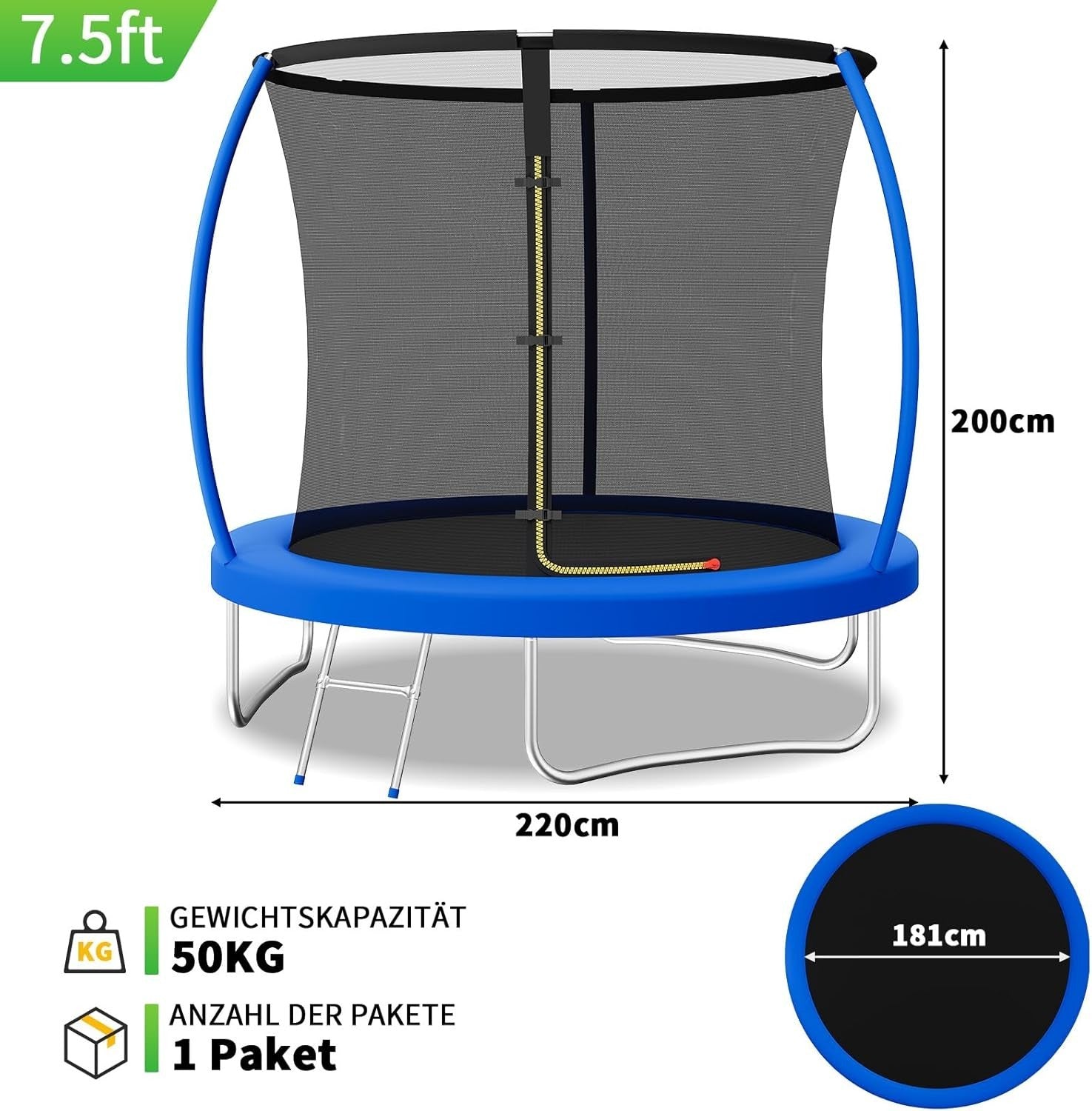 8ft Outdoor Garden Trampoline Safety Enclosure Net Family Fun