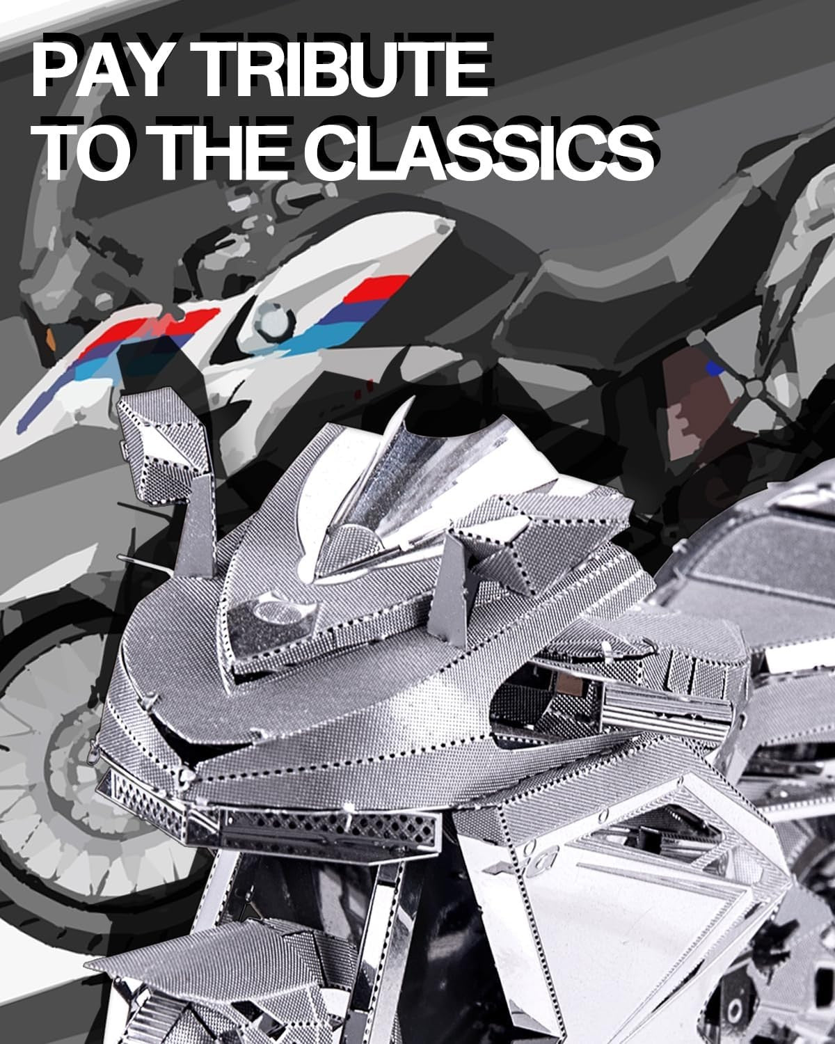Metal Motorcycle 3D Puzzle Model Kit for Adults | 72Pcs Stainless Steel DIY