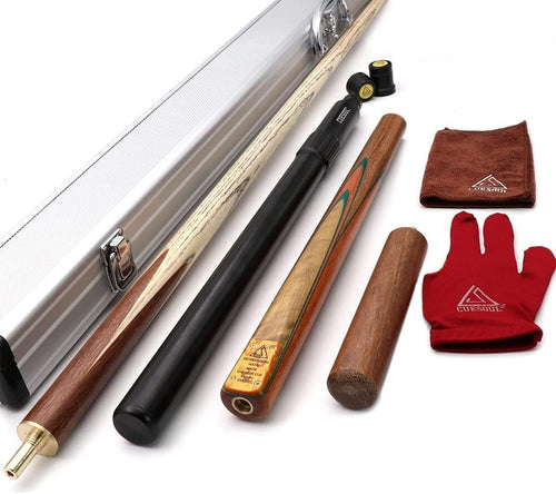 Handcrafted 57in Snooker Cue 18oz 9.5mm Tip Dual Extensions Case