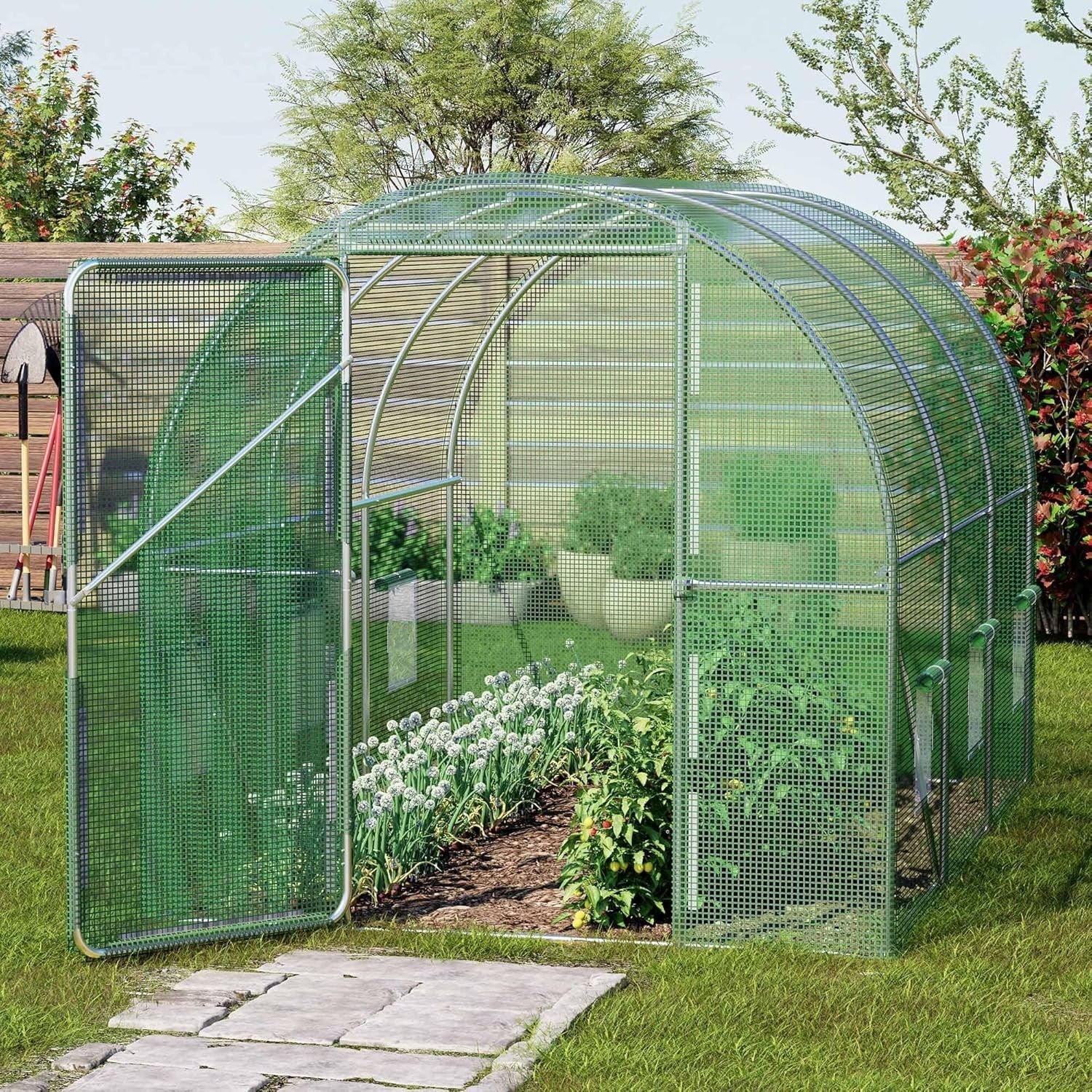 Polytunnel Greenhouse 3x2m | Heavy Duty Steel Frame | Roll-Up Windows