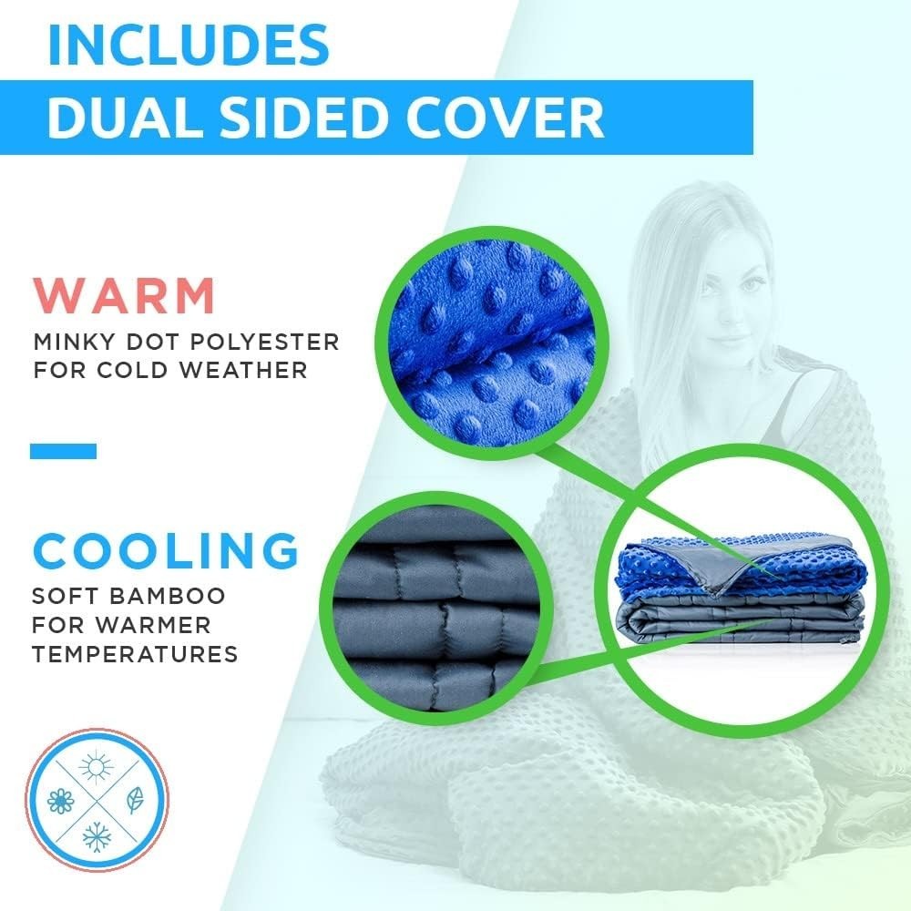 Grey 6.8kg Weighted Blanket 122x183cm Single with Removable Cover