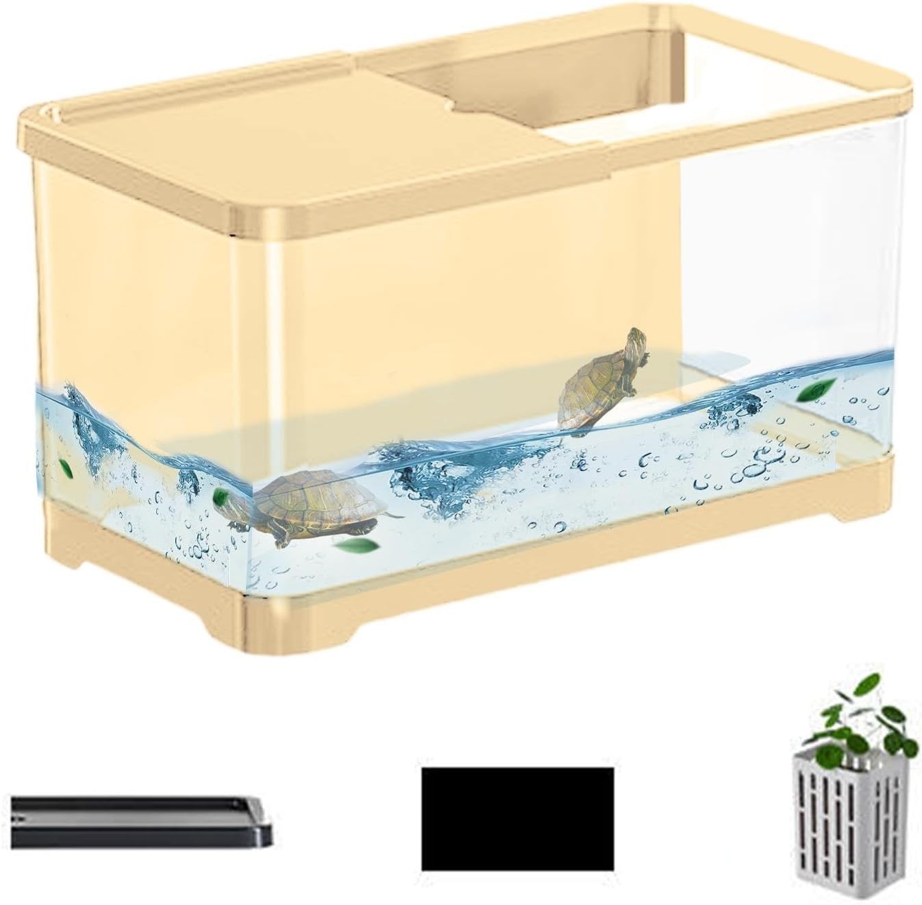 Small Betta Fish Tank Kit with Filter Syphon Clear Desktop Aquarium