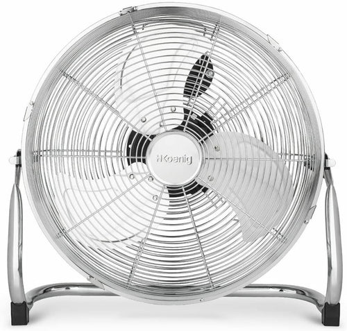 45cm Metal Floor Fan – Chrome High-Speed 3-Speed Adjustable Tilt Powerful 100W