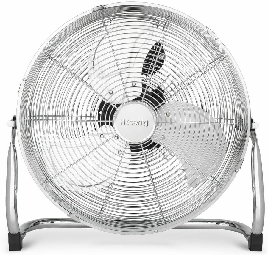 45cm Metal Floor Fan – Chrome High-Speed 3-Speed Adjustable Tilt Powerful 100W