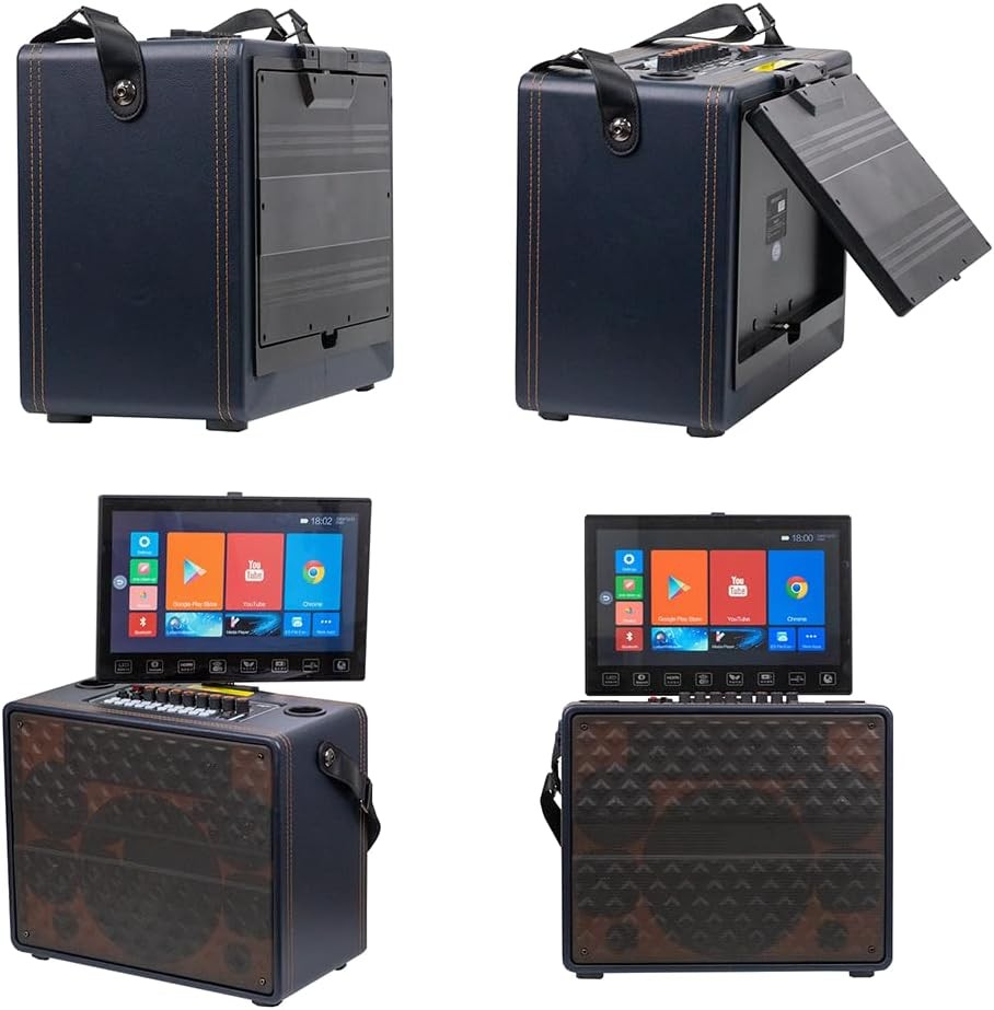 Portable Karaoke Machine 2 Wireless Mics Black Bluetooth TV