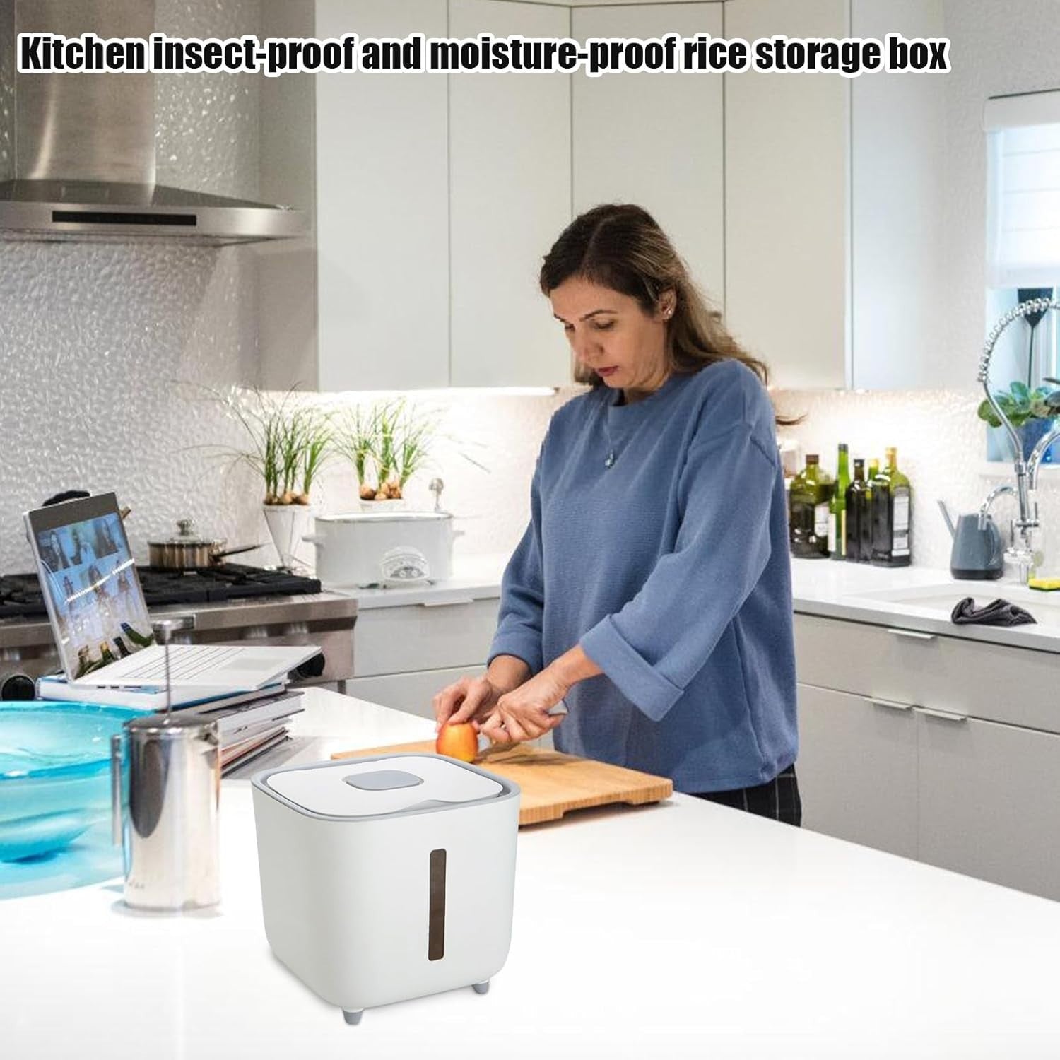 10KG PP Rice Dispenser Airtight Storage Bin with Window Grain Bucket