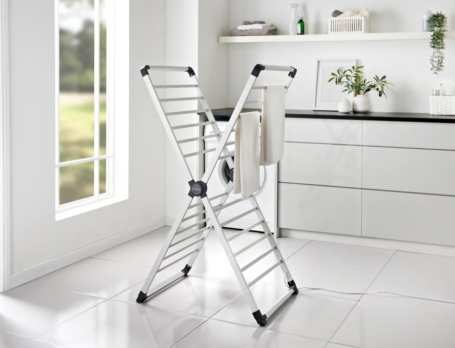 X Frame Heated Clothes Airer 12.5m Drying Space Foldable Energy Efficient