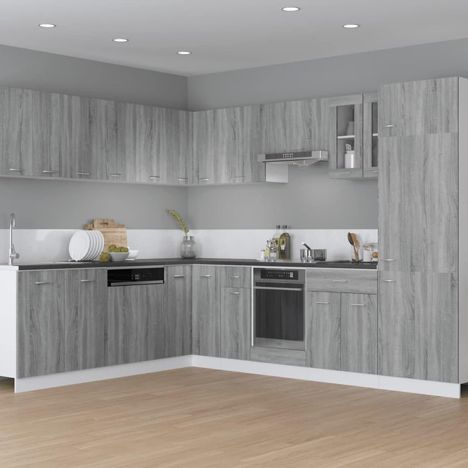 Space-Saving Kitchen Wall Cabinet with Doors & Shelves Grey Sonoma 29.5x31x60cm