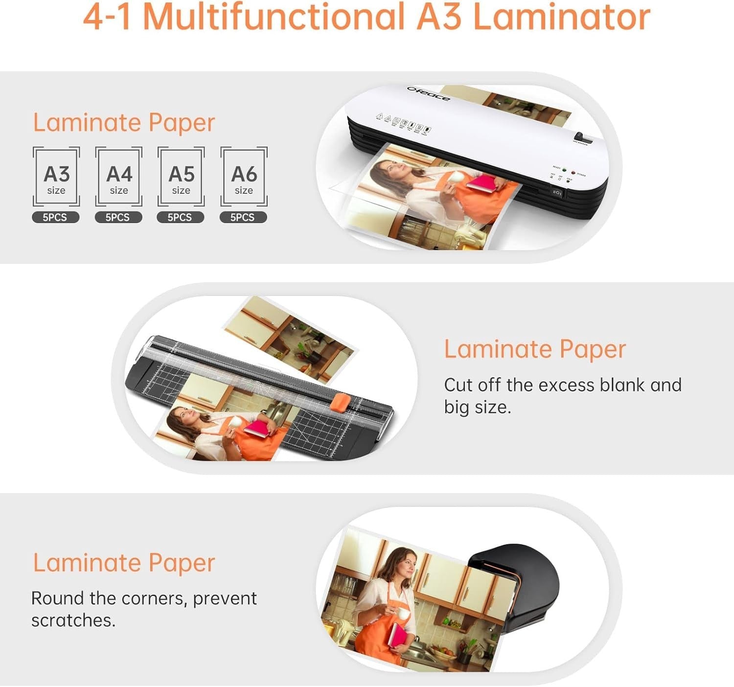 A3 Laminator 5-in-1 Hot Cold Fast Warm Up No Bubble + 20 Pouches