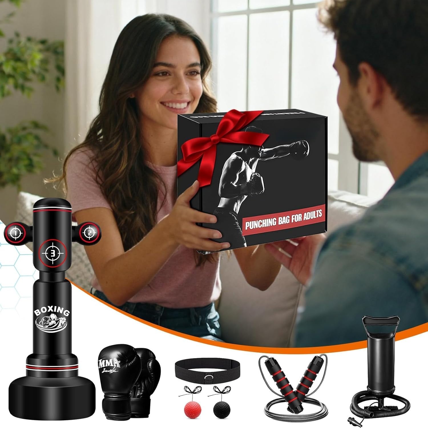 70in Free Standing Punch Bag Kit Adult MMA Boxing Training Set