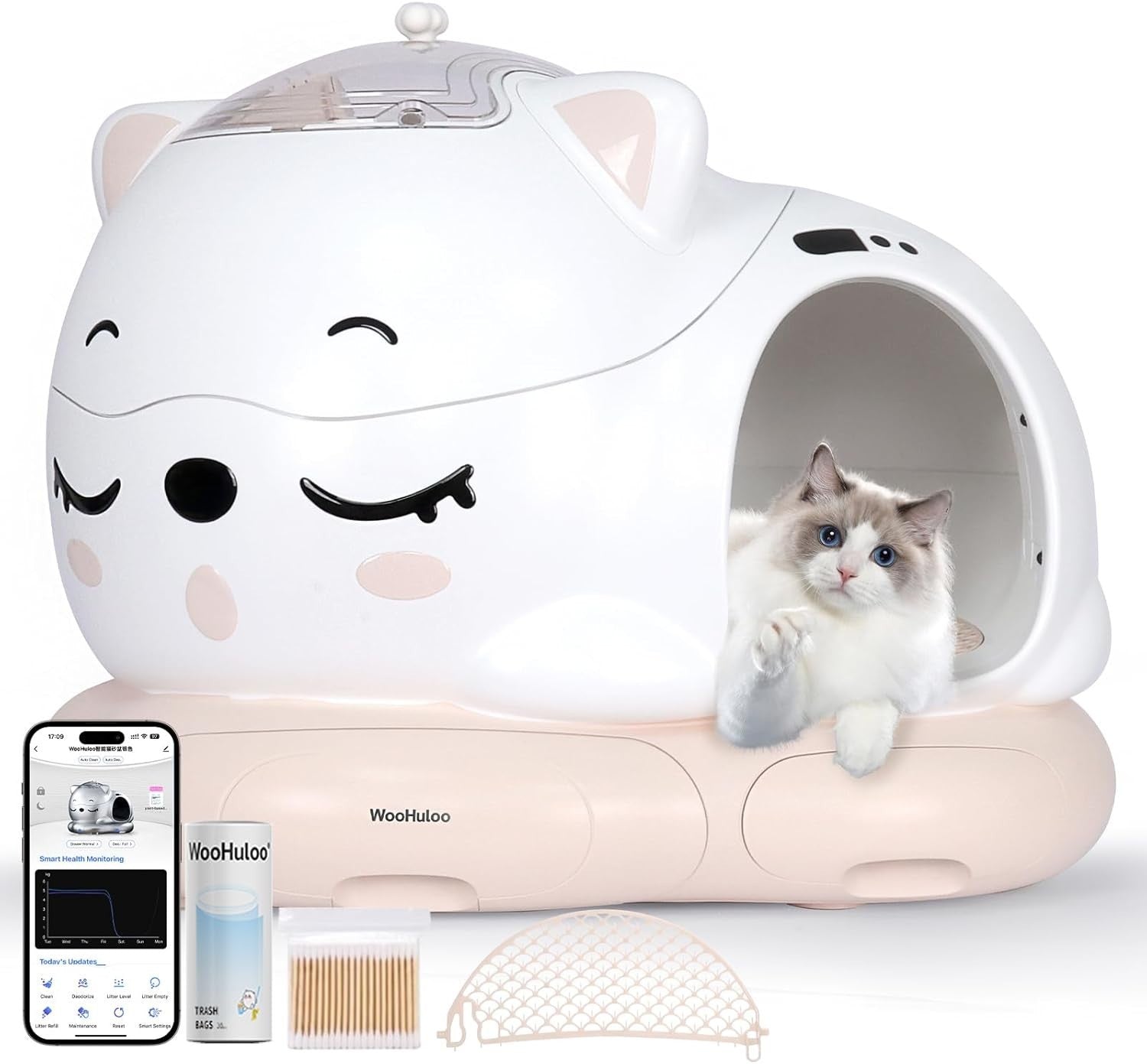 Smart Automatic Cat Litter Box 80L APP Control 24 Sensor Multi Cat