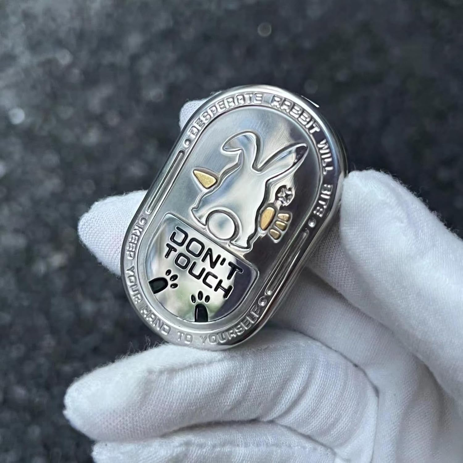 Silver Metal Rabbit Fidget Slider EDC Stress Relief Clicker