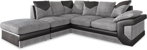 5-Seater Left Hand L-Shape Corner Sofa Fire Resistant Leather Fabric Comfort