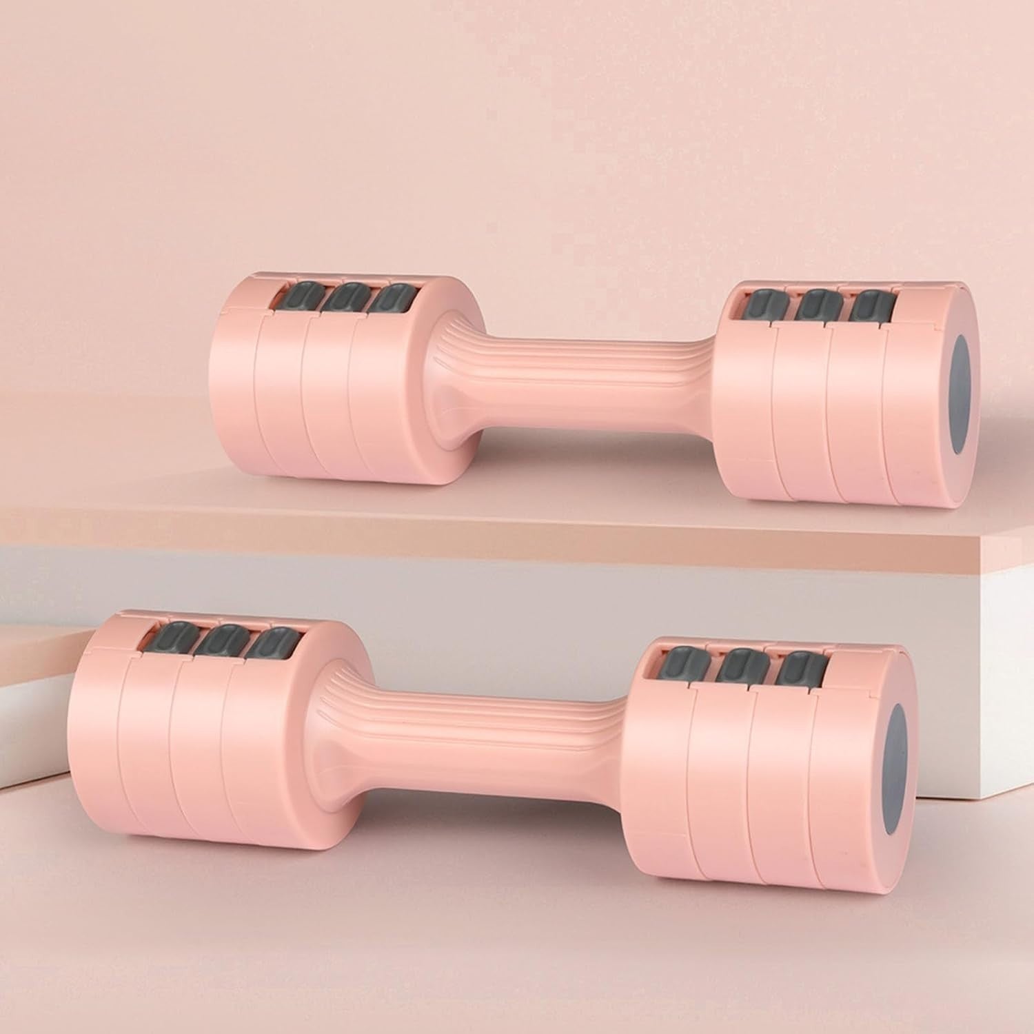Pink Adjustable Dumbbells Pair 2–5kg Quick Change Non Slip Home Gym