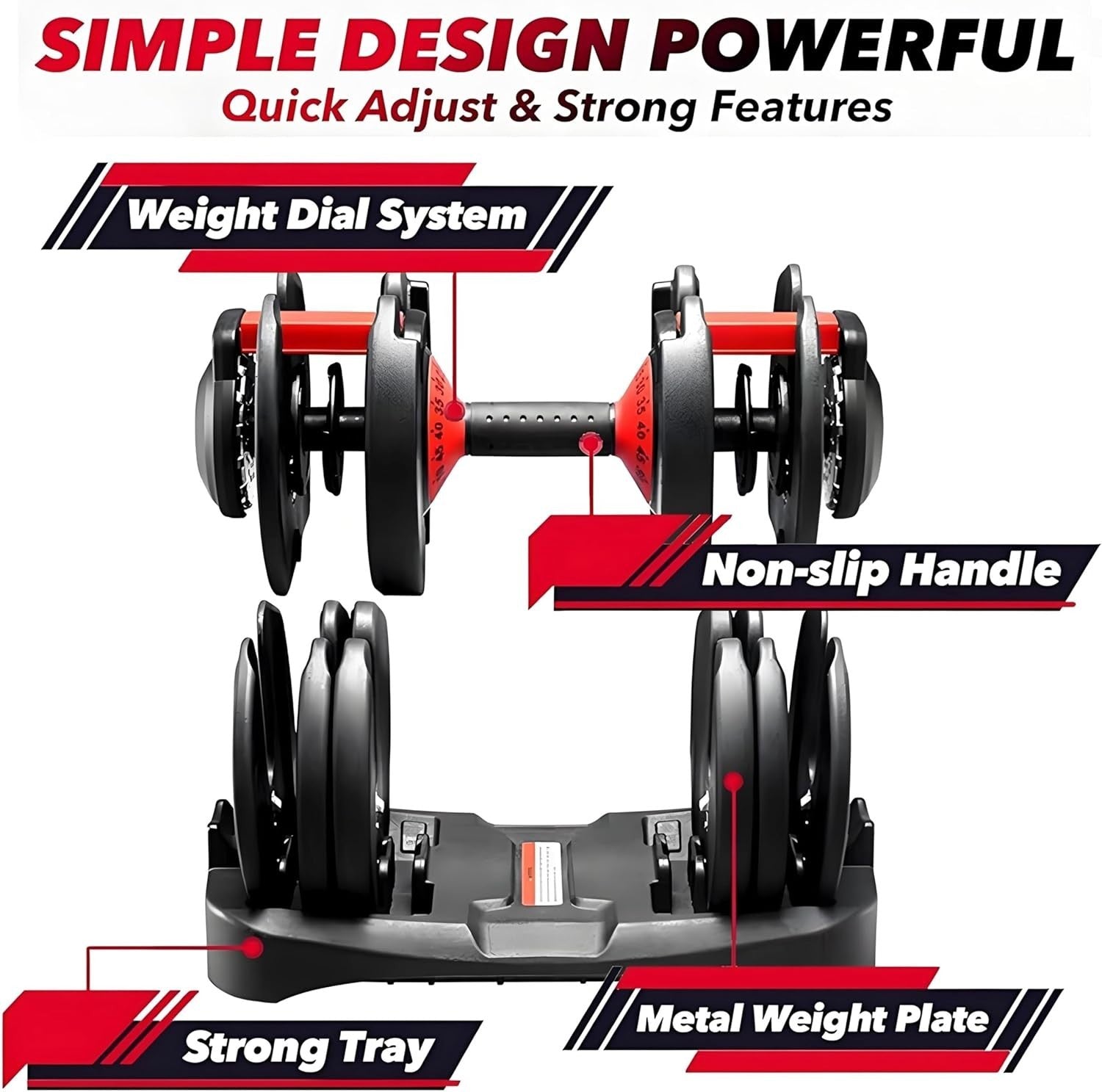 Adjustable Dumbbell Pair 24kg 15-in-1 Fast Twist Home Gym + Grips