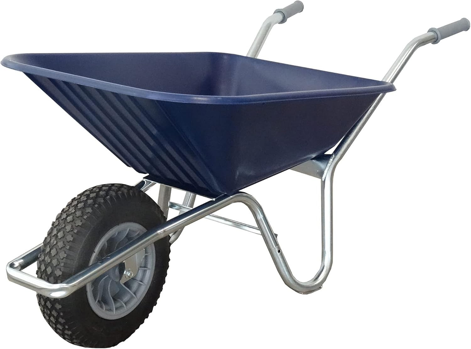 110L - Pneumatic Tyre Wheelbarrow - Green - Alloy Frame, PP Tray, 150kg Load