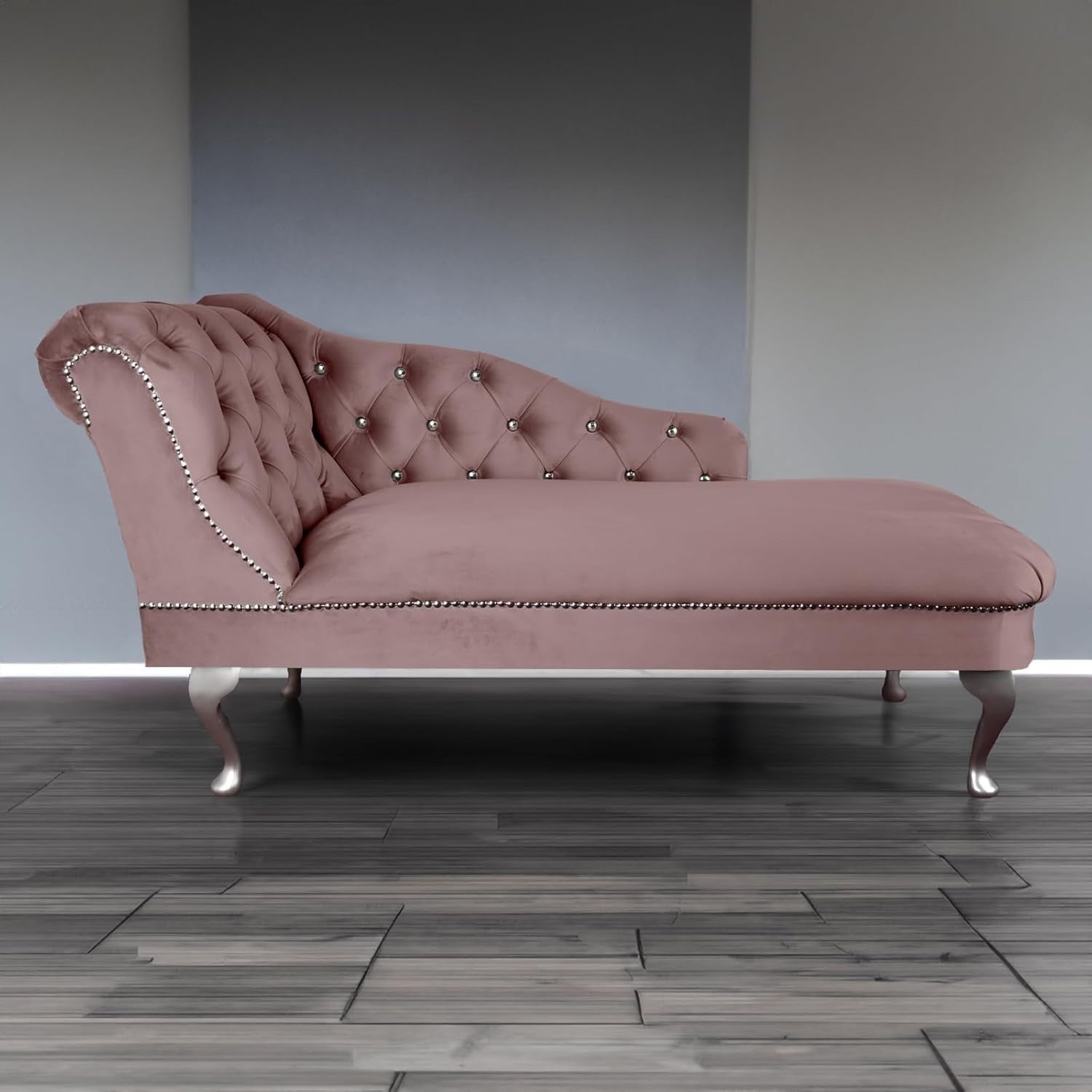 Tufted Heather Velvet Chaise Lounge Sofa Left Hand – Handmade, Compact & Elegant